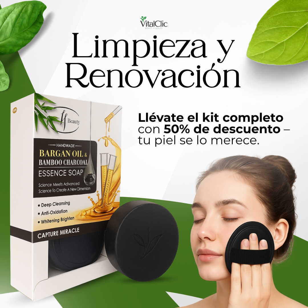 Kit de Jabón con Aceite de Argan y Bambú + Almohadilla 😍TRANSFORMA EL CUIDADO DE TU PIEL😍