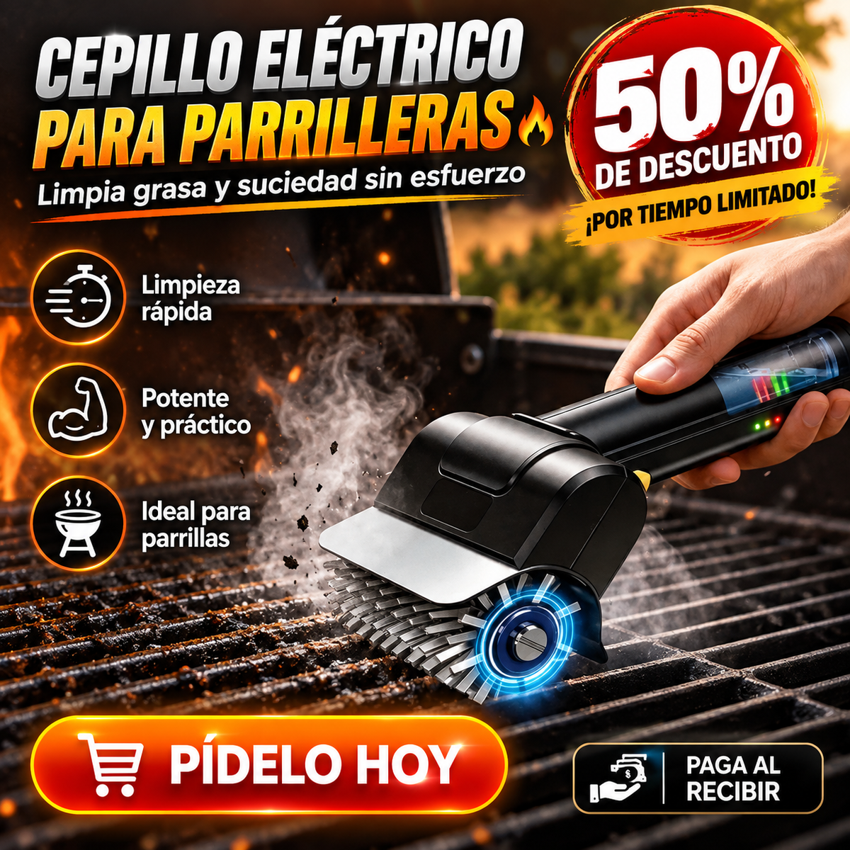 Cepillo Electrico Limpiador para Parrilla - RESTAURA TU PARRILLA EN SEGUNDOS 😲50% DE DESCUENTO😲