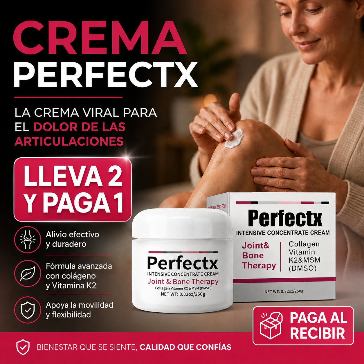 Crema Perfectx con Colageno y Vit K2 para el Dolor Articular - 😱LLEVA 2 Y PAGA 1😱