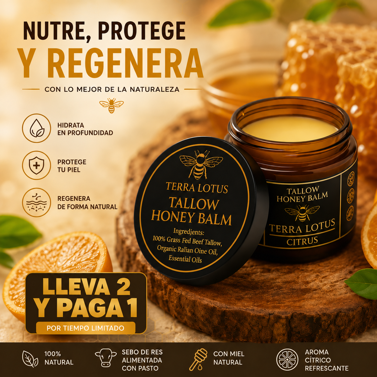 Bálsamo Orgánico de Sebo de Res y Miel - ELIMINA ESTRIAS, ACNE Y LINEAS DE EXPRESION EN SEGUNDOS😲