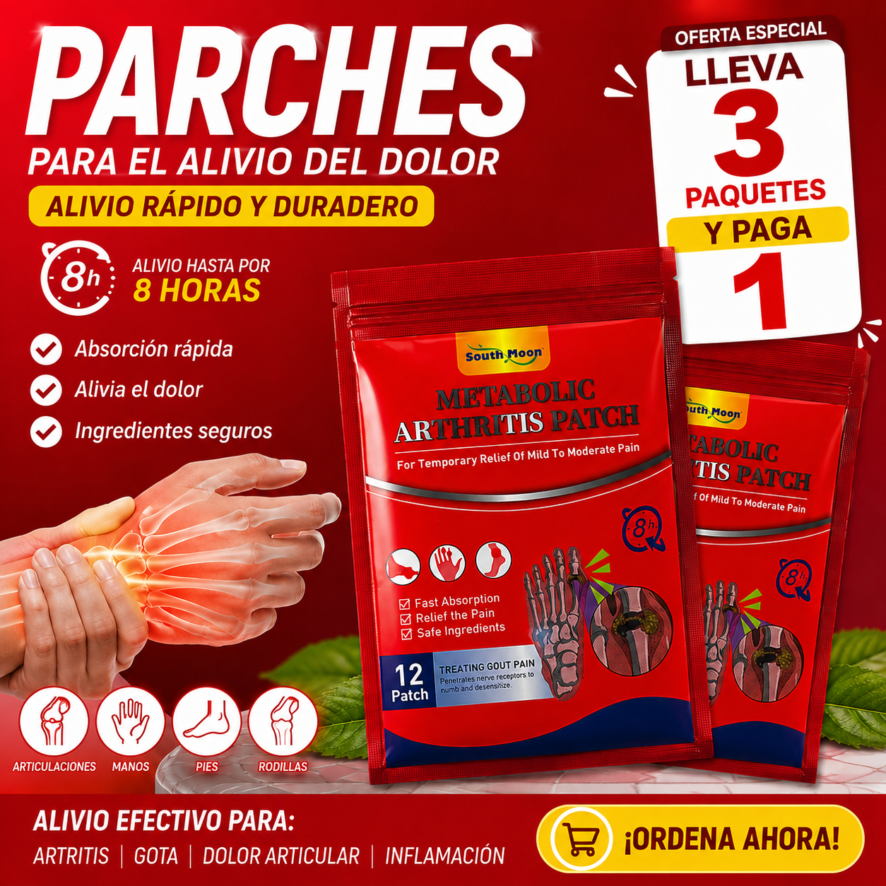 Kit de Parches para la Artritis - DILE ADIÓS AL DOLOR 😱OFERTA 3X1 SOLO POR HOY😱