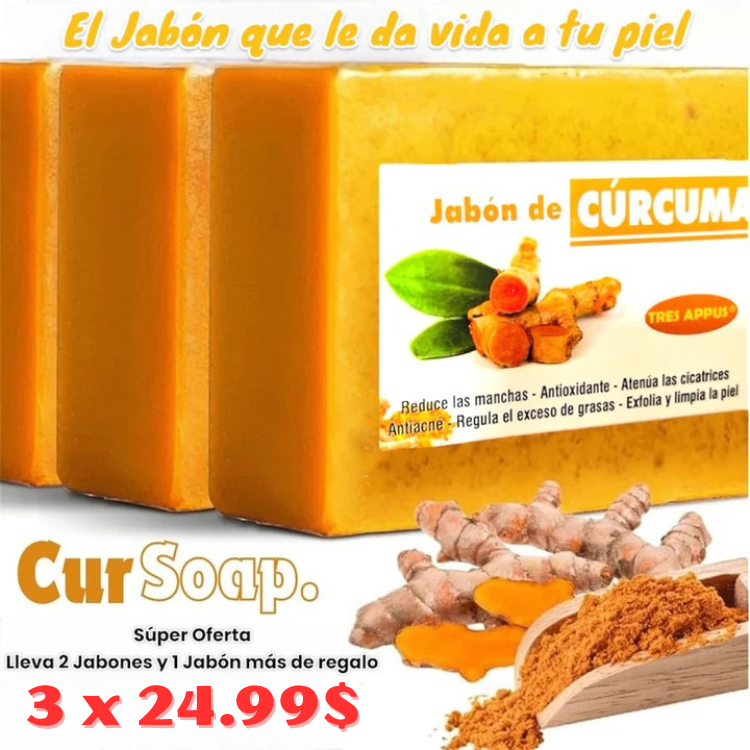 CurSoap™ - Jabón de Cúrcuma Natural 🧼🍂 Lleva 3 y Paga 2😱