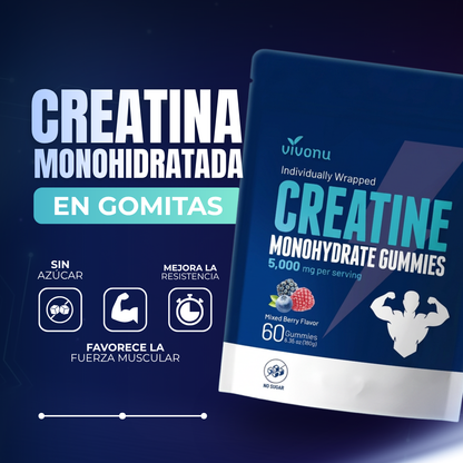 Creatina Monohidratada en Gomitas - Sin Azúcar 💪🏻POTENCIA TU CUERPO Y MENTE💪🏻 50% DE DESCUENTO😲