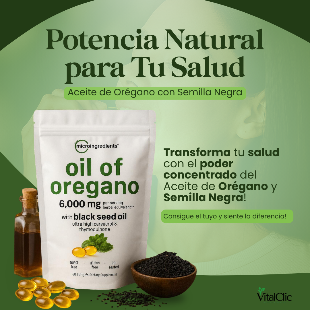 Aceite de Orégano y Semilla Negra 60 Capsulas - 😱AUMENTA TUS DEFENSAS EN SEGUNDOS😱
