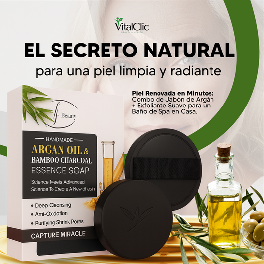 Kit de Jabón con Aceite de Argan y Bambú + Almohadilla 😍TRANSFORMA EL CUIDADO DE TU PIEL😍