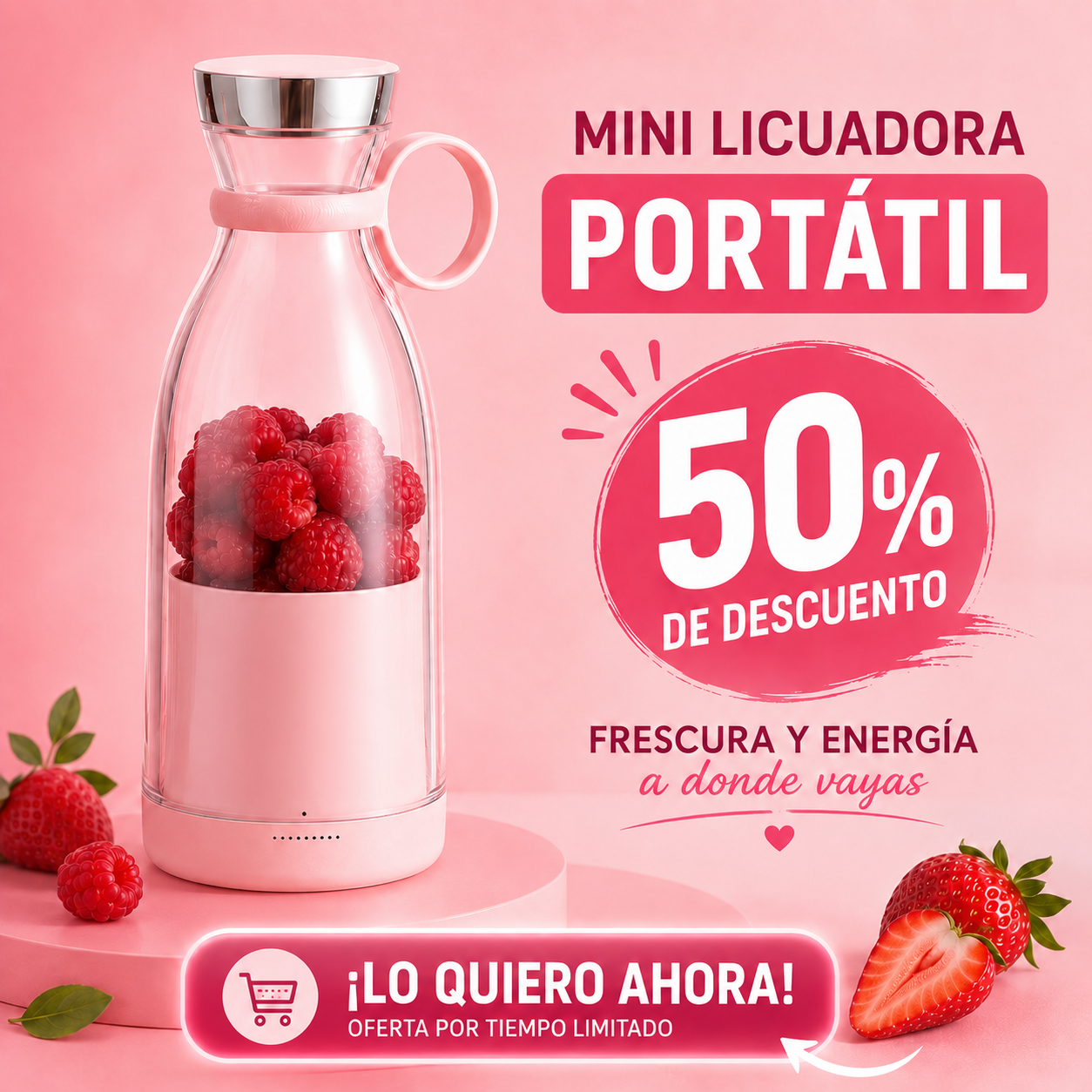 Mini Licuadora Portátil - FRESCURA A DONDE VAYAS 😍50% DE DESCUENTO😍