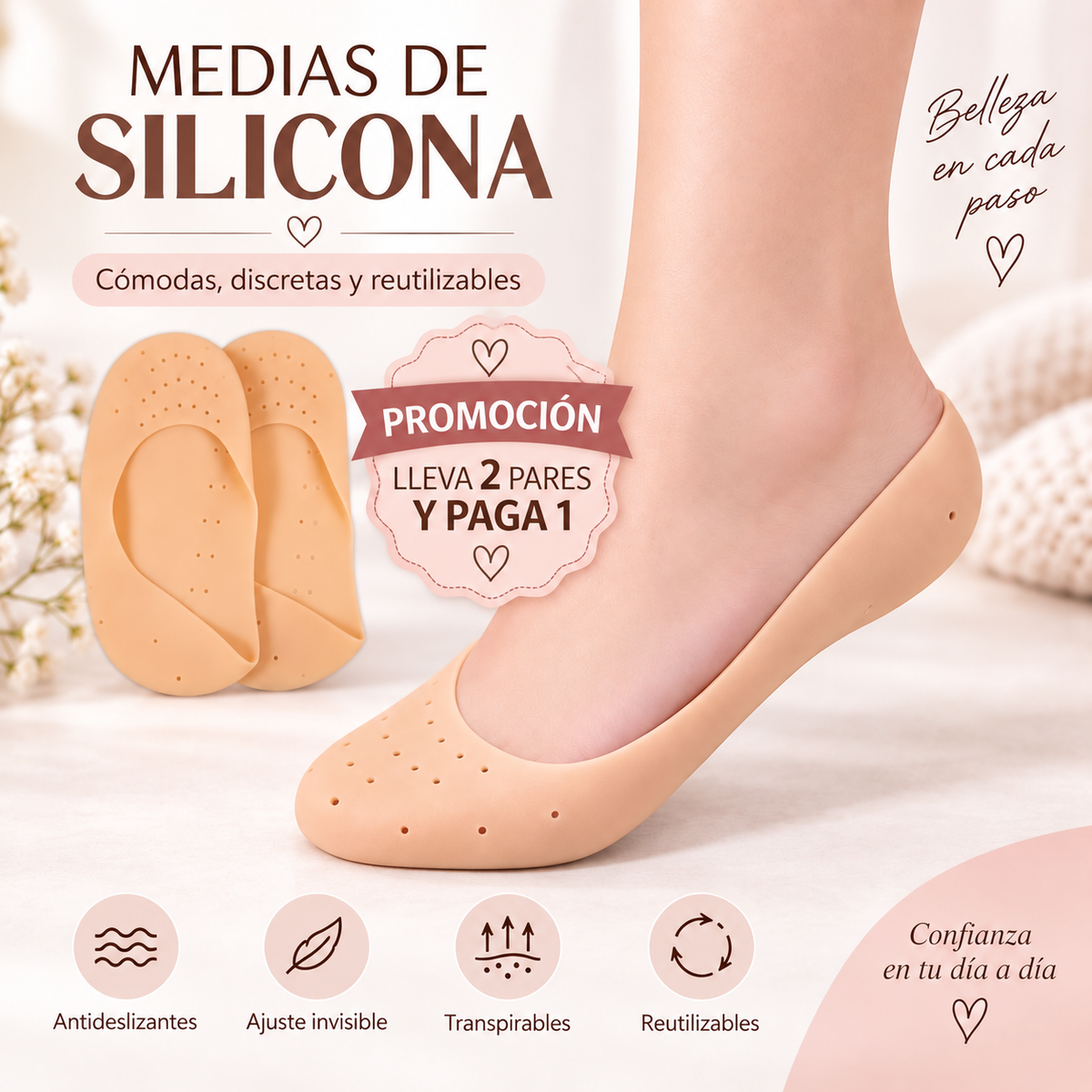 Medias de Silicona - DALE EL MEJOR ALIVIO A TUS PIES 😲Lleva 2 Pares y Paga 1😲