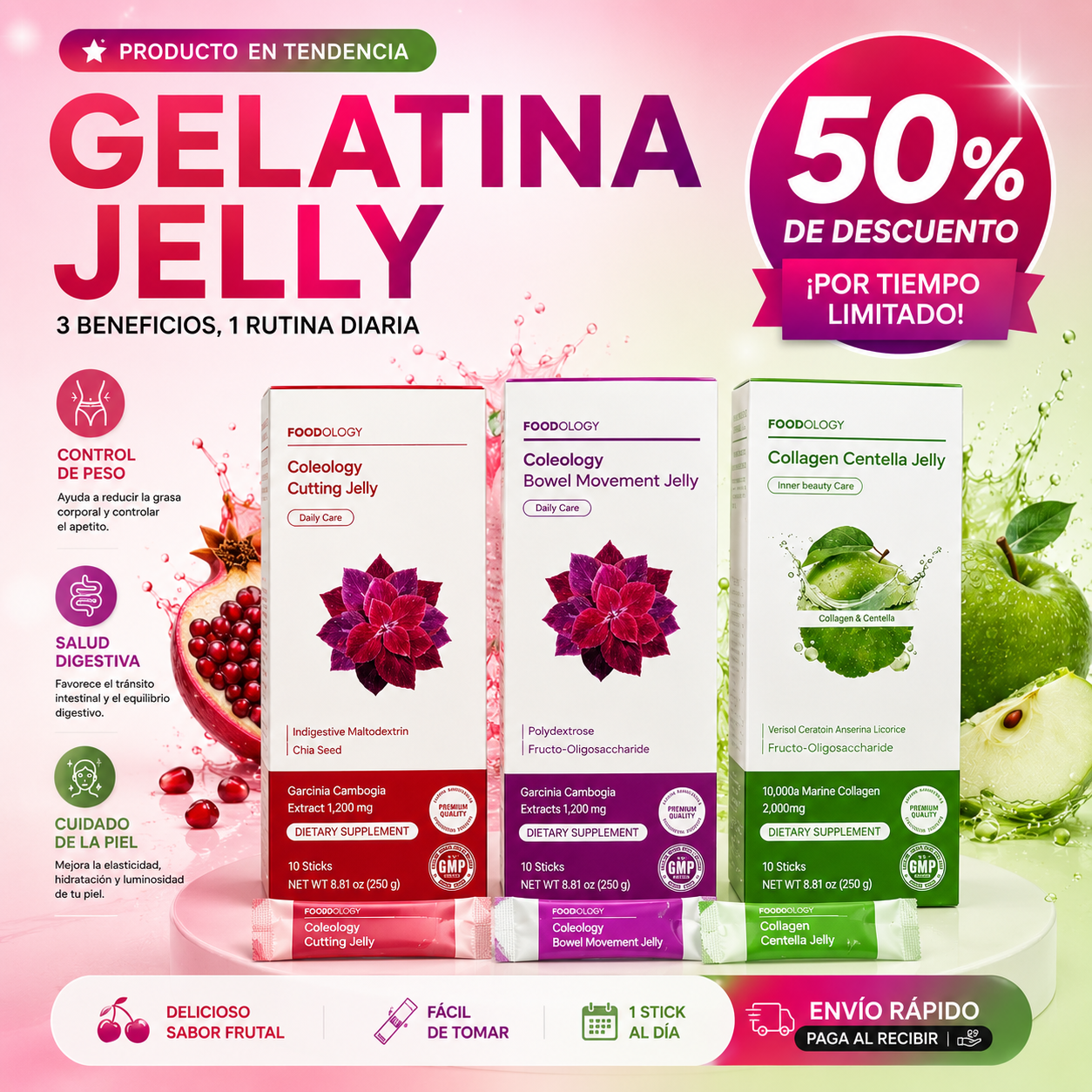 Suplemento de Gelatina Jelly (Control de Peso - Salud Digestiva - Cuidado de la Piel) - 😱50% DE DESCUENTO😱