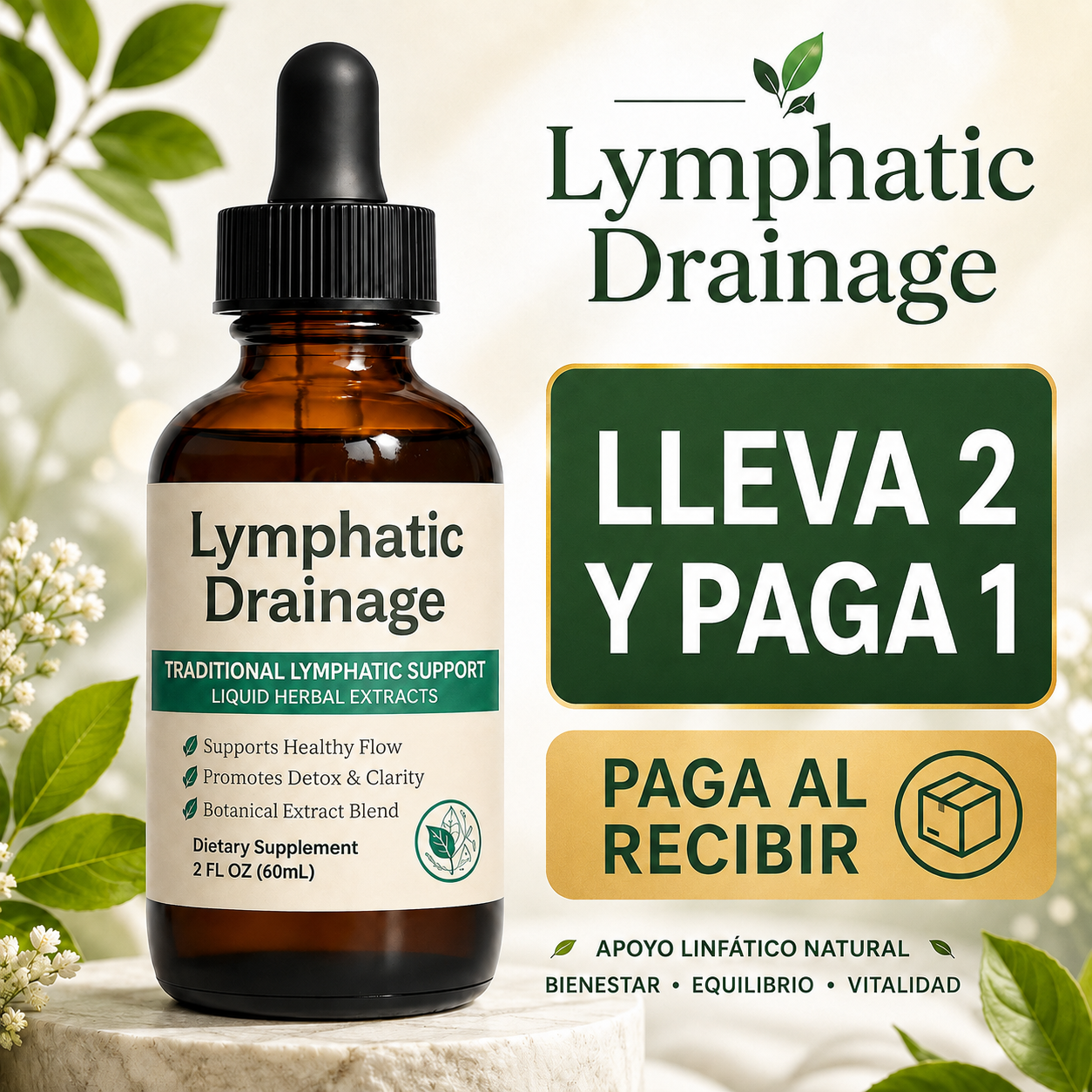 Gotas de Drenaje Linfático 60ml - DESINFLAMA Y DESINTOXICA TU CUERPO 😲Lleva 2 y Paga 1😲