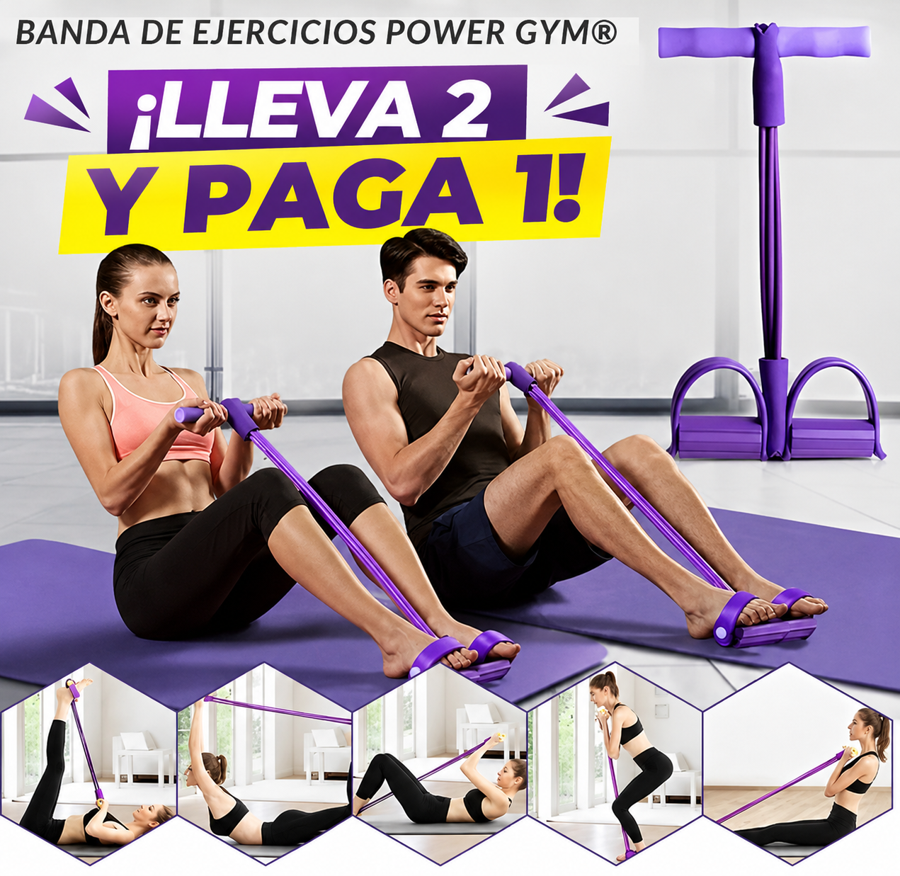 Power Gym® - Banda de Ejercicios con Pedal - 😱Lleva 2 y Paga 1😱