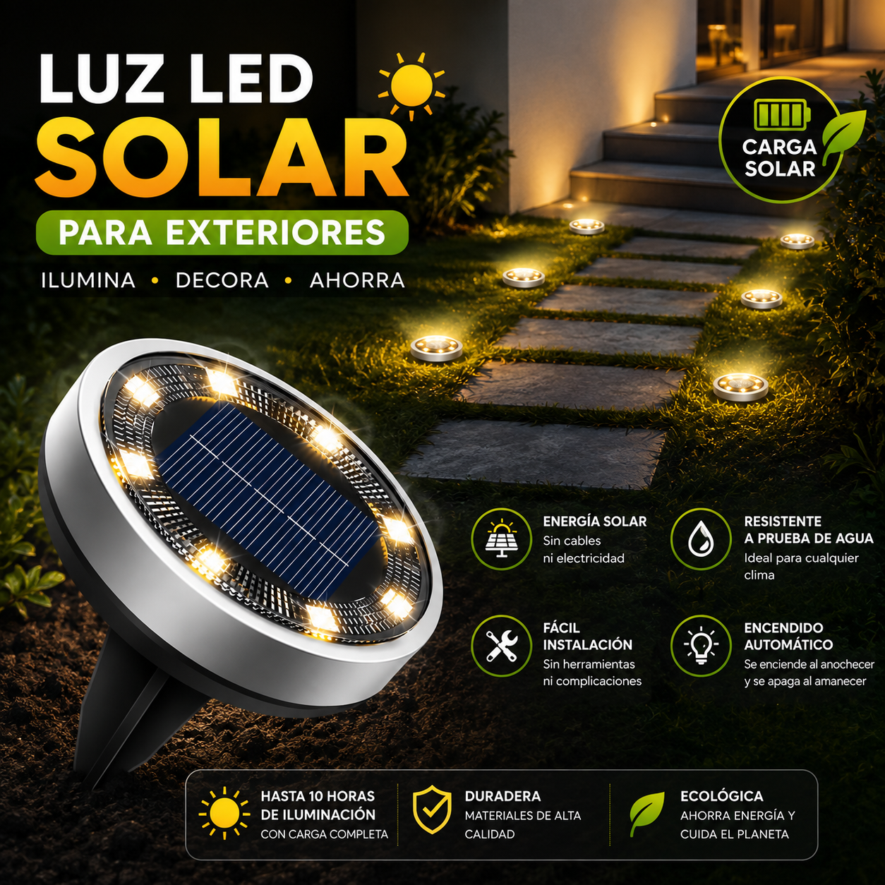 KIT DE LUCES LED SOLARES PARA EXTERIORES - 😱50% DE DESCUENTO😱