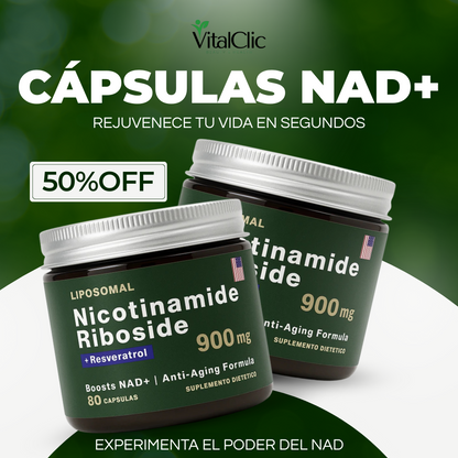 Nicotinamide Riboside NAD + Resveratrol 900mg - 80 Cápsulas - 😱TU MEJOR ALIADO PARA COMBATIR EL ENVEJECIMIENTO😱